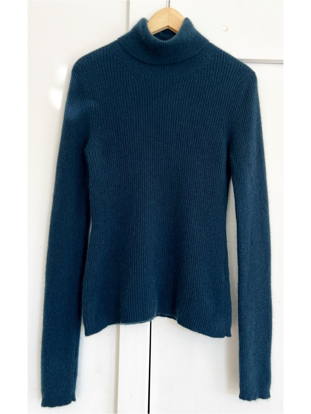 NAADAM 100% Cashmere Ribbed Turtleneck Sweater Teal Size L